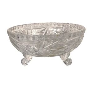 Vtg Genuine Lead Crystal Bowl Footed Cut‎ Glass Dish 8.5" x 3" West Germany